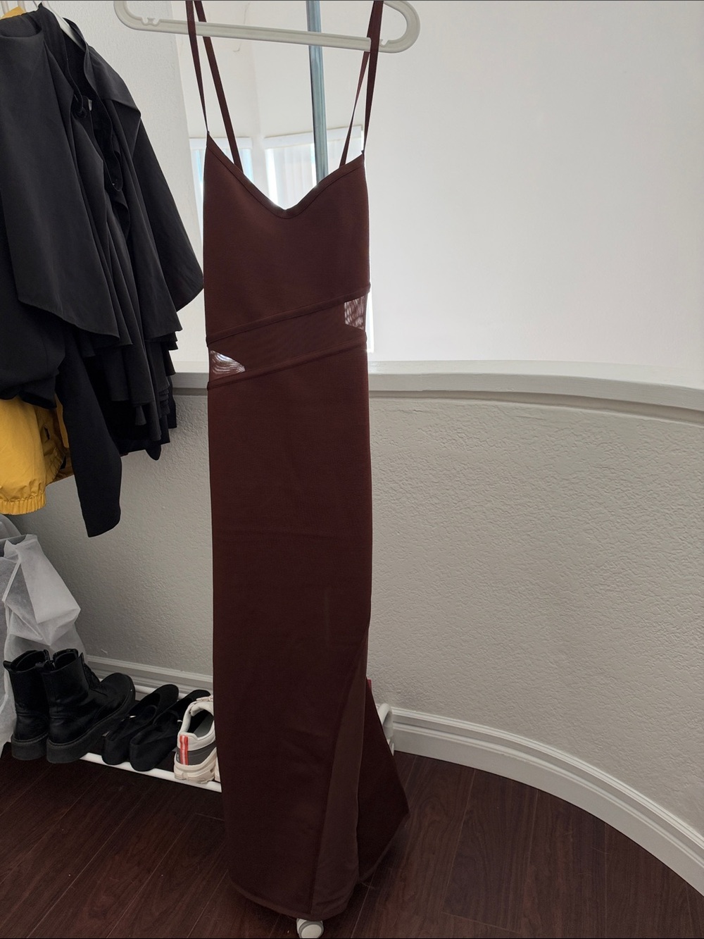 Anthropologie Brown Spaghetti-Strap Maxi Dress